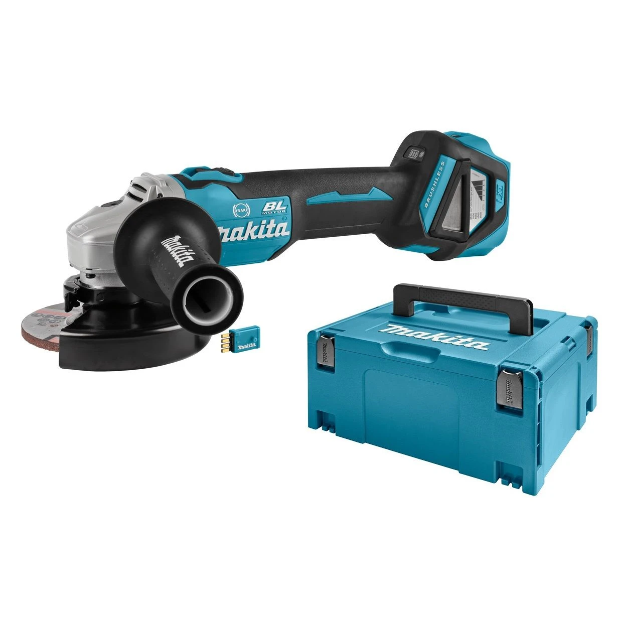 Makita DGA514RTJU 18V Li-Ion Accu AWS Haakse Slijper Set (2x 5.0Ah Accu) In Mbox - 125mm - Koolborstelloos - Afbeelding 2