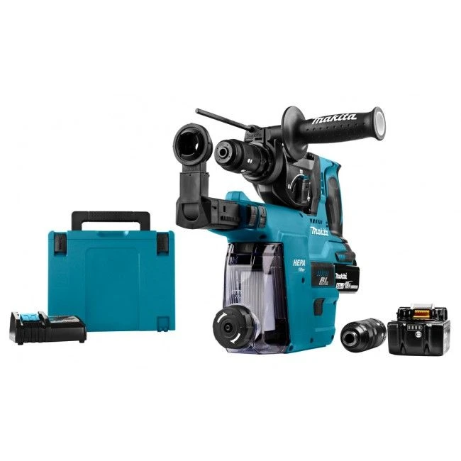 Makita DHR243T3JW 18V Li-Ion Accu SDS-plus Combihamer Incl. Snelspanboorkop En Stofafzuiging Set (3x 5.0Ah Accu) In Mbox - 2J - Koolborstelloos - Afbeelding 2