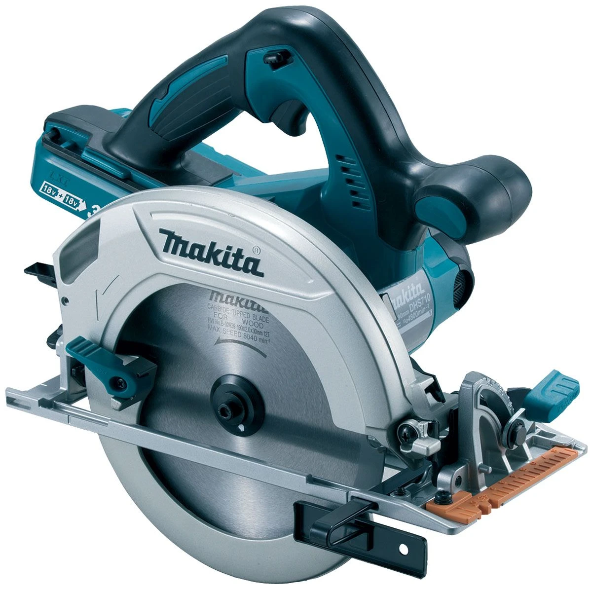 Makita DHS710PT2J 36V (2x 18V) Li-Ion Accu Cirkelzaag Set Incl. Duolader (2x 5.0Ah Accu) In Mbox - 190mm - Afbeelding 2