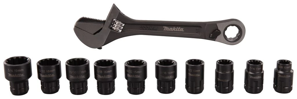 Makita B-65458 Moersleutel-/pijptang-/ratelset 11-delig - Afbeelding 4