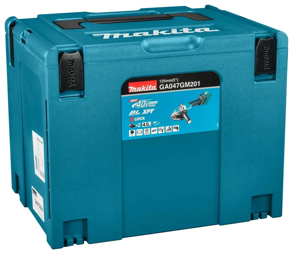 Makita GA047GM201 XGT 40V Max Li-ion Accu Haakse Slijper Set (2x 4,0Ah) In Mbox - 125 Mm - Koolborstelloos - Afbeelding 4