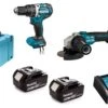 Makita DLX2272TJ 18V Li-Ion Accu Klopboor-/schroefmachine (DHP484Z) & Haakse Slijper (DGA513) Combiset (2x 5.0Ah Accu) In Mbox