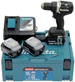 Makita DDF484BJX1 18V Li-Ion Accu Boor-/schroefmachine Set (2x 5.0Ah + 1x 3.0Ah Accu) In Mbox - BLACK - Koolborstelloos