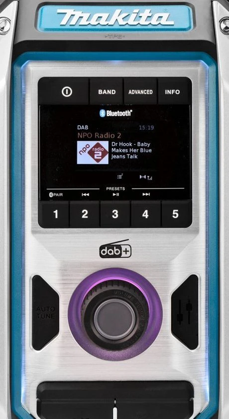 Makita DMR115 10,8-18V Li-Ion Accu Bouwradio - DAB+ - Bluetooth - Werkt Op Netstroom & Accu - Afbeelding 6