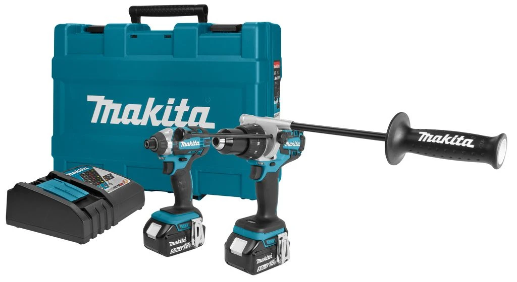 Makita DLX2146T 18V Li-Ion Accu Klopboor-/schroefmachine (DHP481) & Slagschroevendraaier (DTD152) Combiset (2x 5.0Ah Accu) In Koffer
