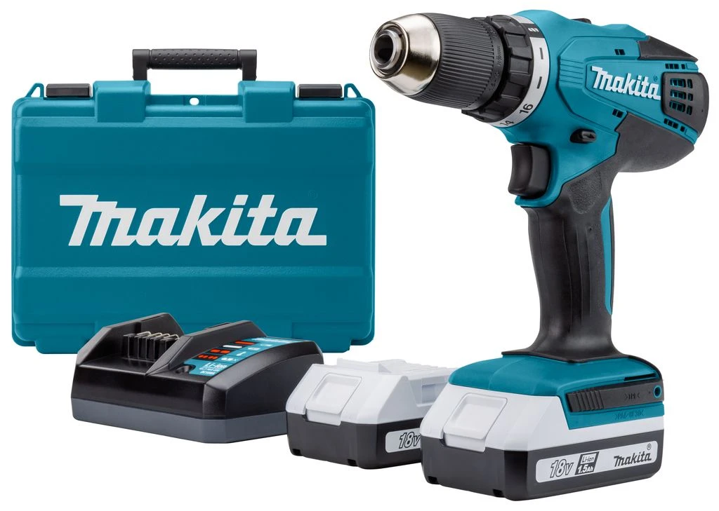 Makita HP457DWE 18V Li-Ion Accu Klopboor-/schroefmachine Set (2x 1.5Ah Accu) In Koffer - Afbeelding 2