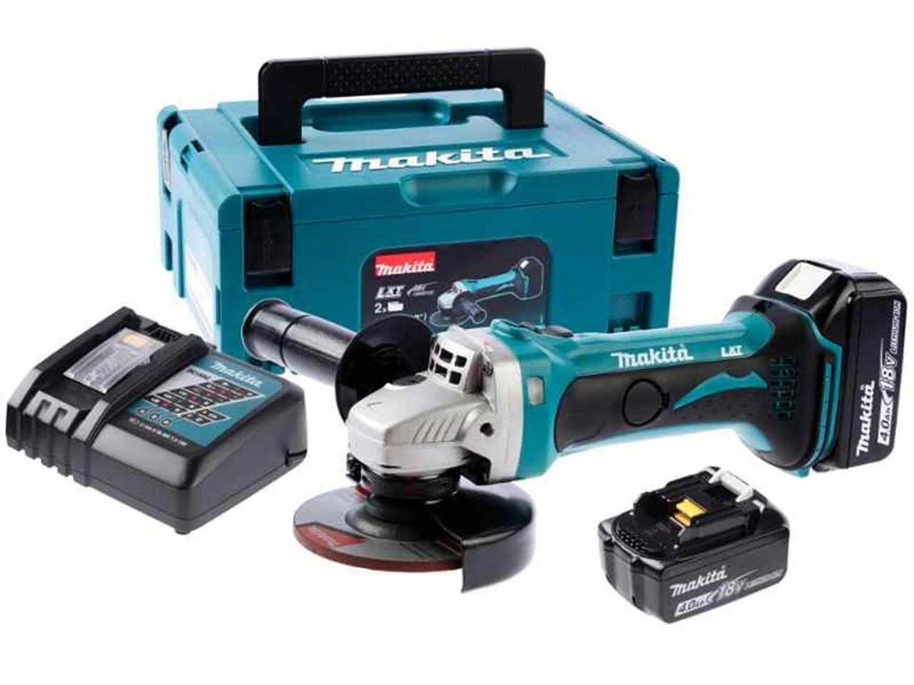 Makita DGA452RMJ 18V Li-ion Accu Haakse Slijper Set (2x 4.0Ah Accu) In Mbox - 115mm