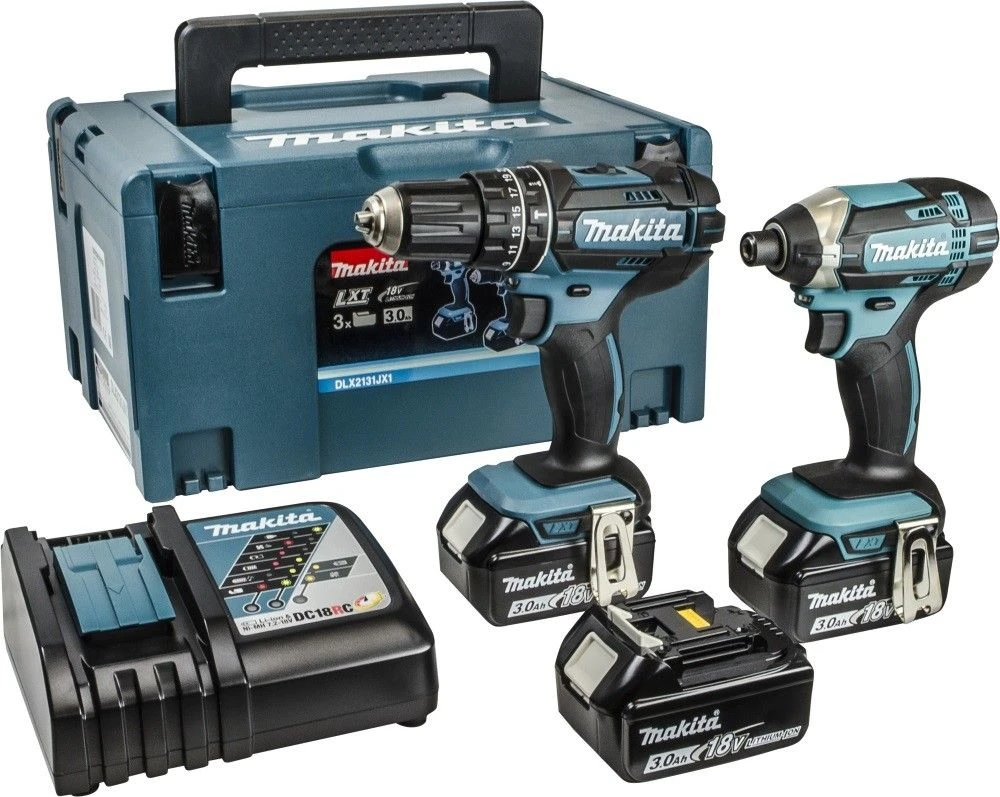 Makita DLX2131JX1 18V Li-Ion Accu Klopboor-/schroefmachine (DHP482) & Slagschroevendraaier (DTD152) Combiset (3x 3.0Ah Accu) In Mbox